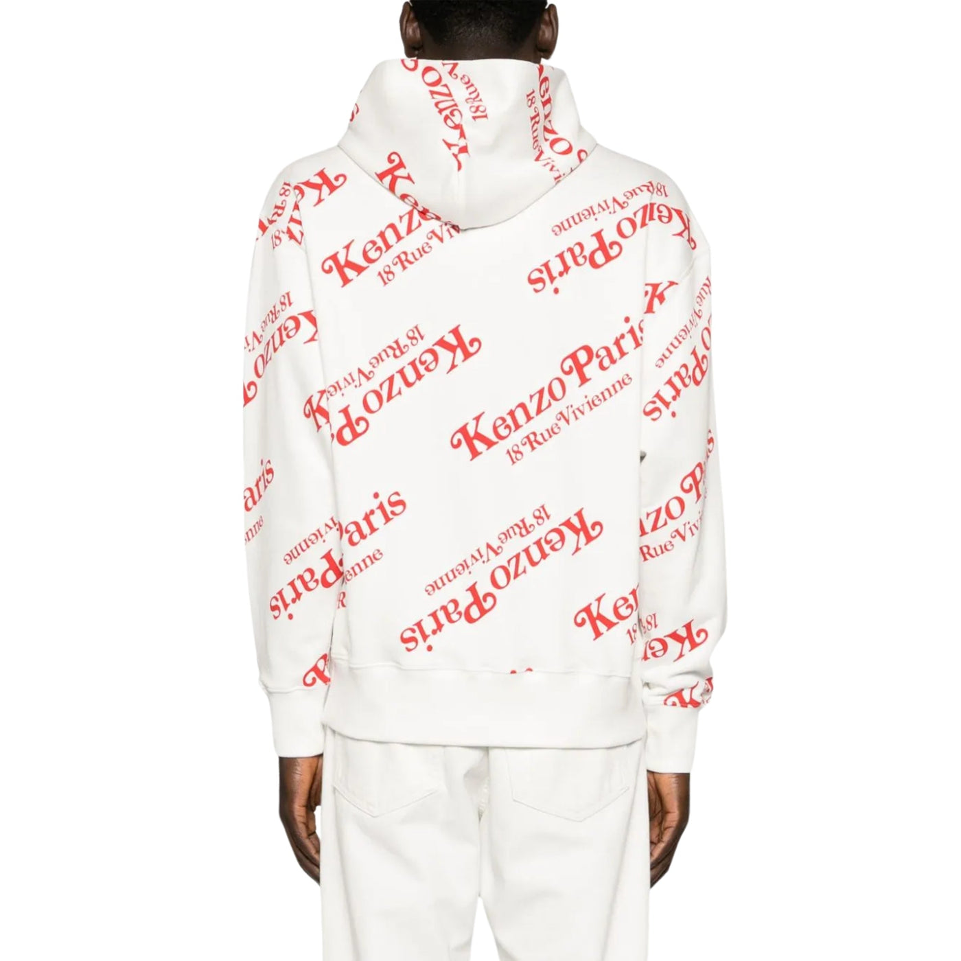 Kenzo Hoodie Allover Print Logo White-Red