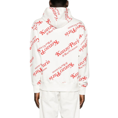 Kenzo Hoodie Allover Print Logo White-Red