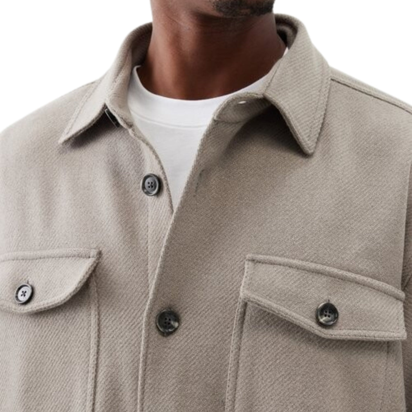 Ami Shirt Spread Collar Wool Blend Beige