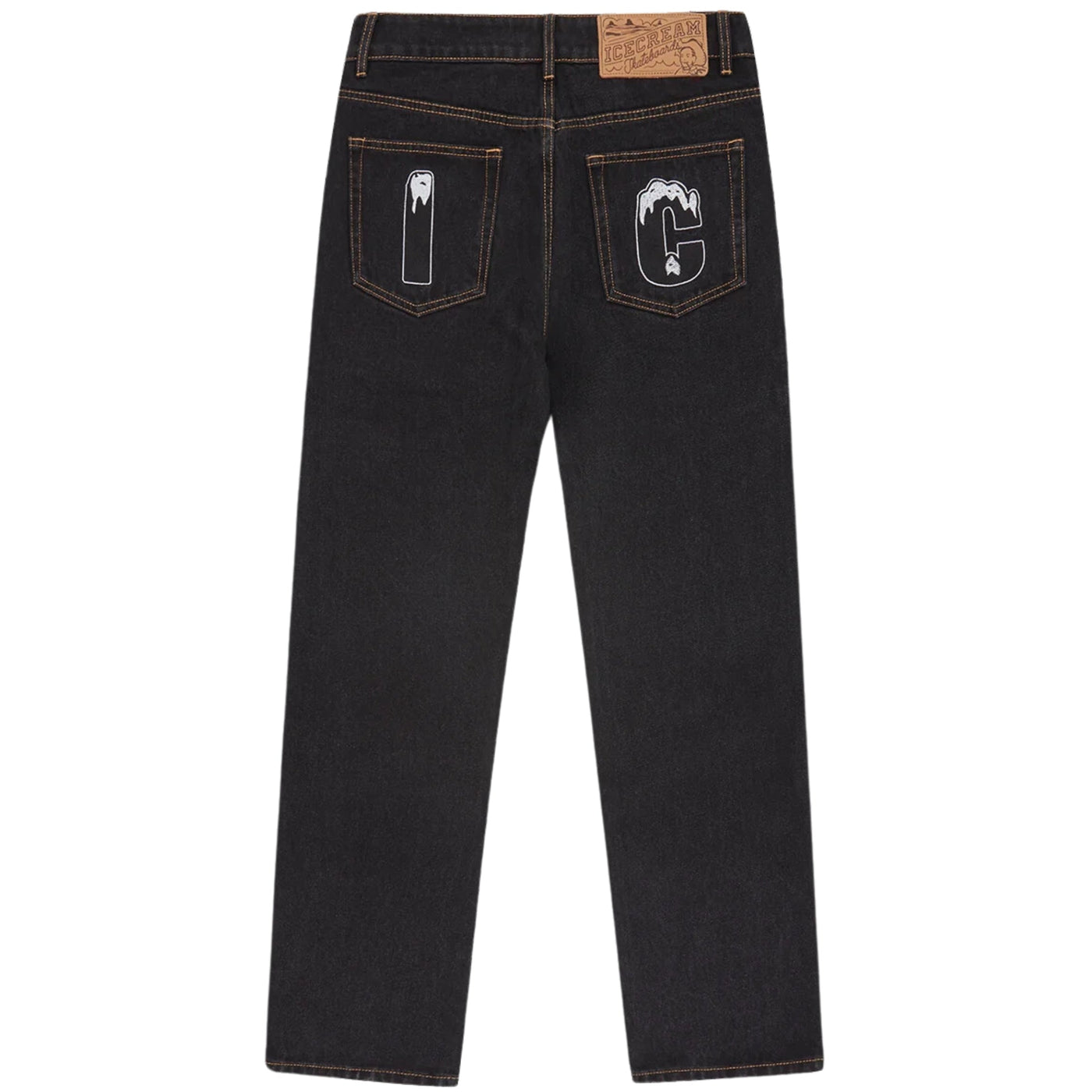 Ice-Cream Jeans Rhinestone Running Dog Black