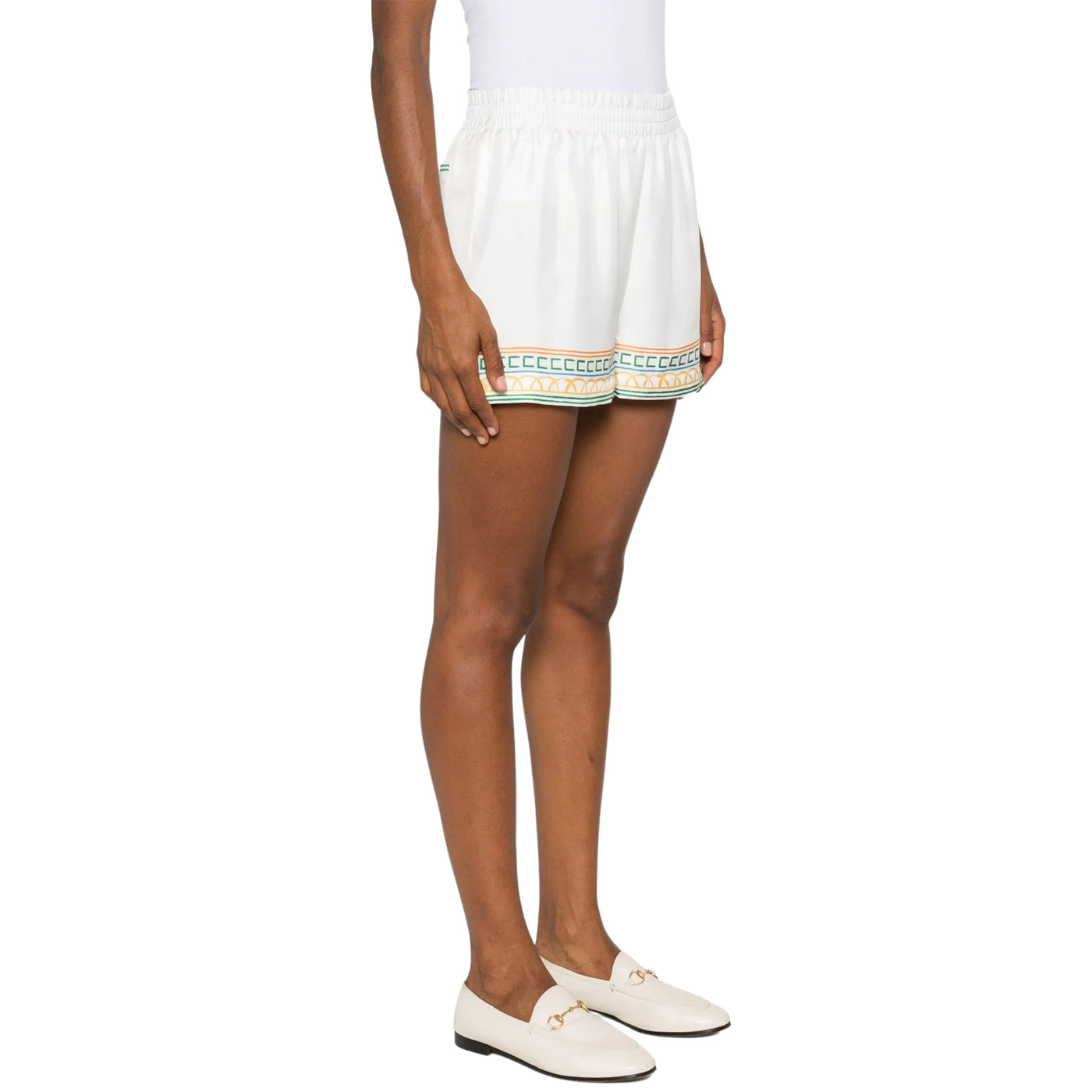 Casablanca Shorts Drawstring Crayon Temple Tennis Club White