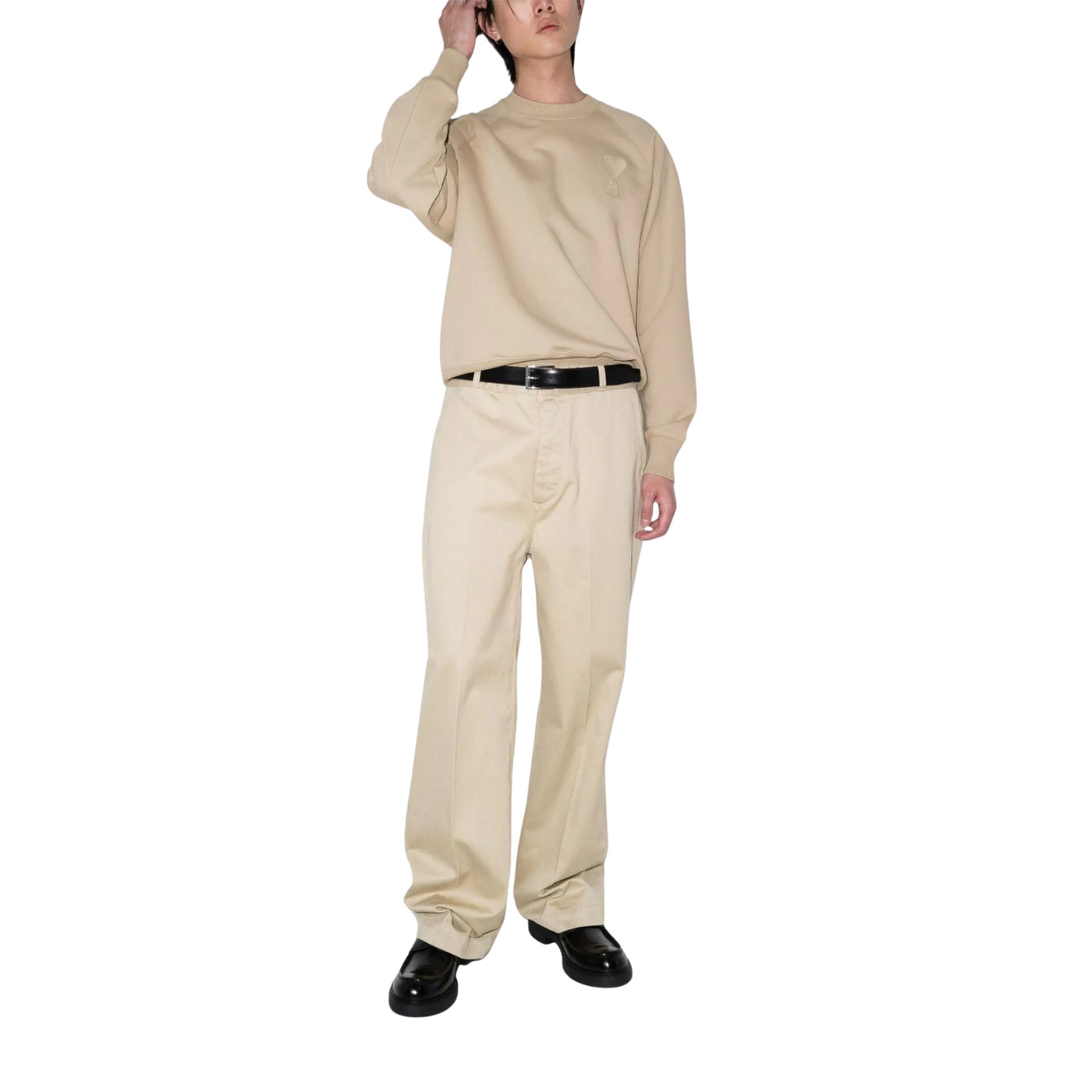 Ami  Sweater Logo Mono Beige