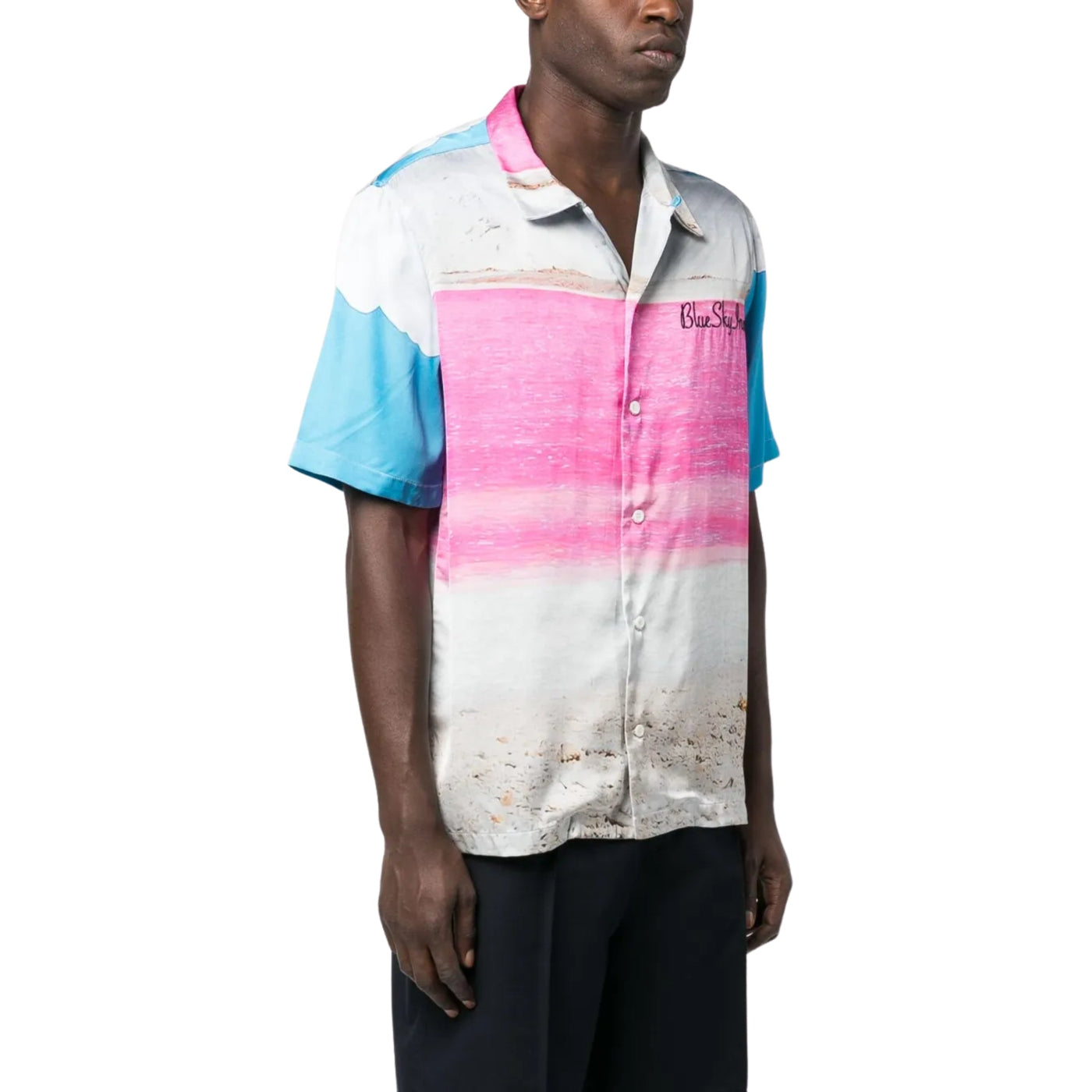 Blue Sky Inn Shirt Abstract Pattern Pink-White-Blue