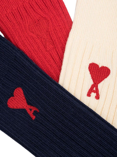 Ami Socks 3 Pack Logo White-Red-Black