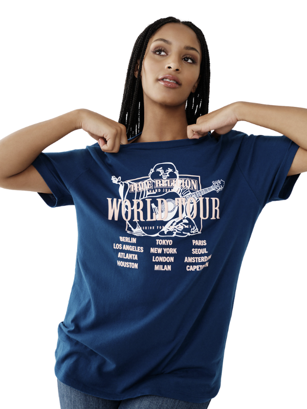 True Religion  T-Shirt World Tour Blue