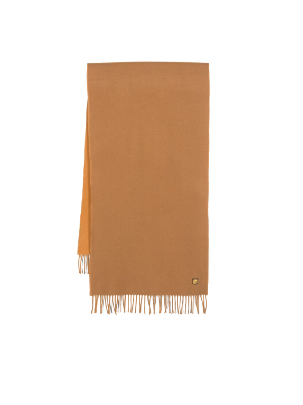 Maison Kitsune Scarf Bold Fox Head Patch Golden Brown