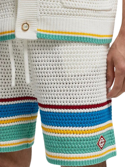 Casablanca Shorts Crochet Effect Tennis White-Blue Multi