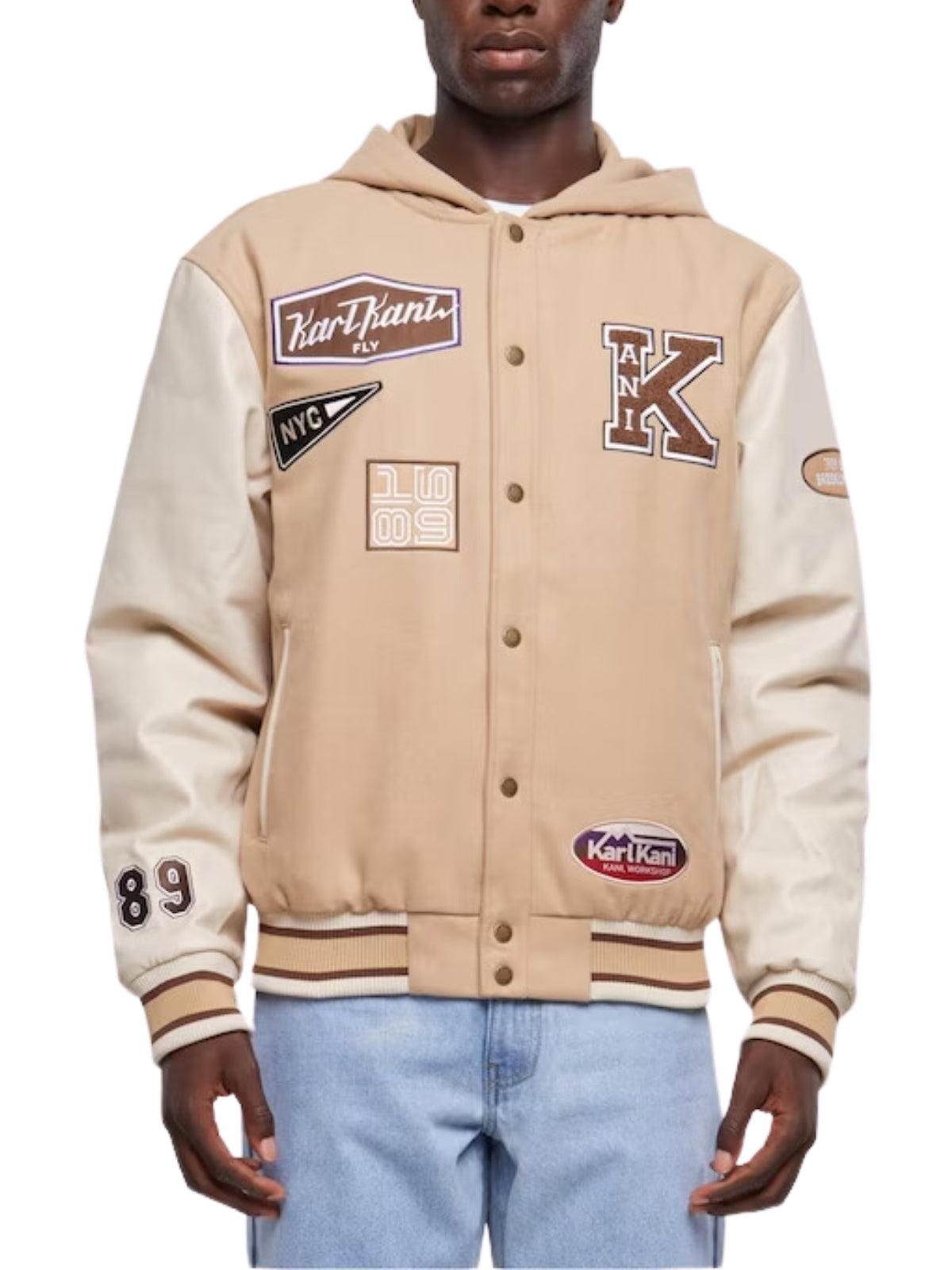 Karl Kani Jacket College Hooded Block Sand-Off-White