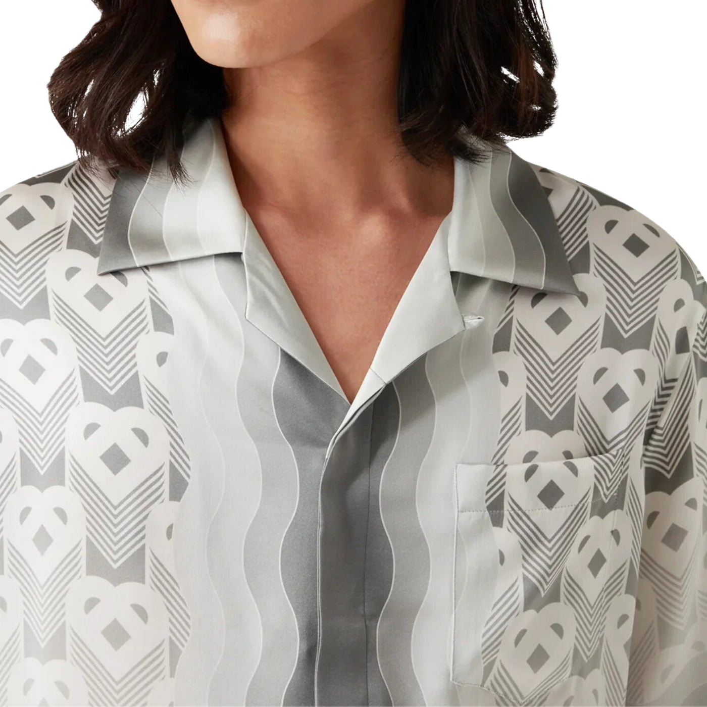 Casablanca Shirt Cuban Collar Gradient Heart Monogram Grey