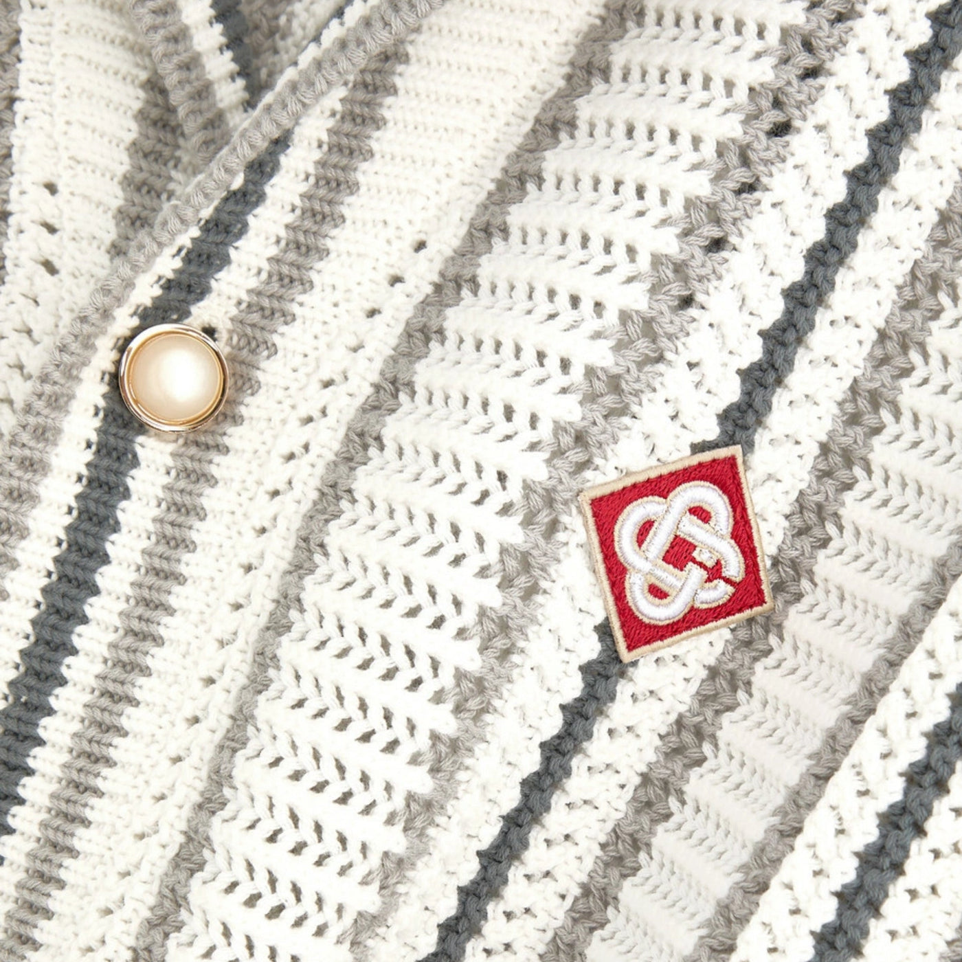 Casablanca Shirt Crochet Textured Grey-White