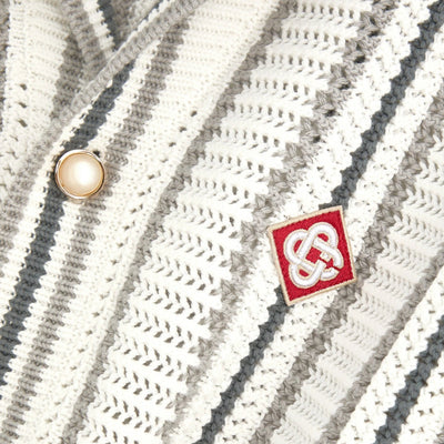 Casablanca Shirt Crochet Textured Grey-White