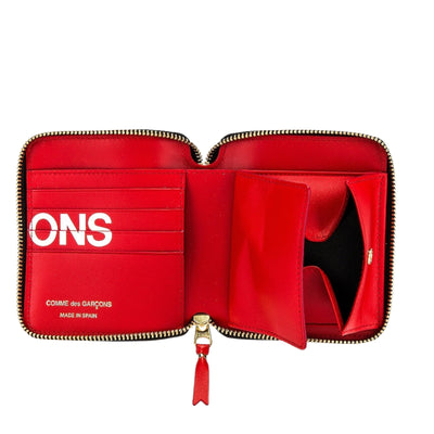 Comme Des Garcons Wallet Zip Around Logo Red