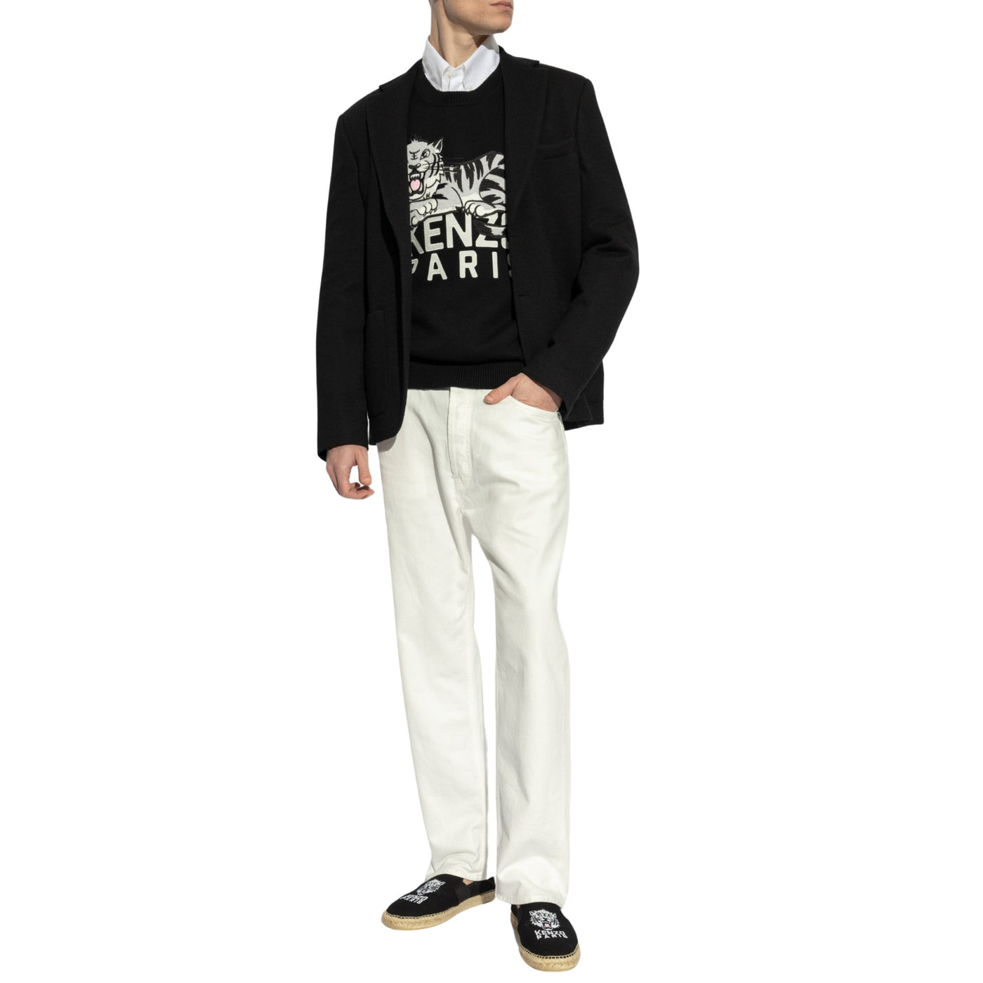 Kenzo Sweater Relaxed Tiger On Logo Black-White