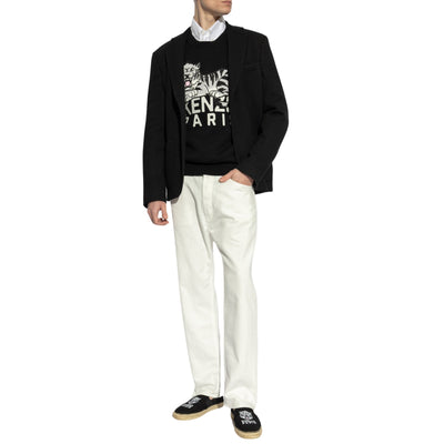 Kenzo Sweater Relaxed Tiger On Logo Black-White