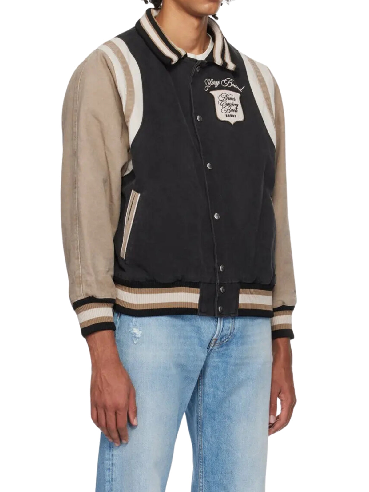 Rhude Jacket Varsity Washed Canvas Black-Grey
