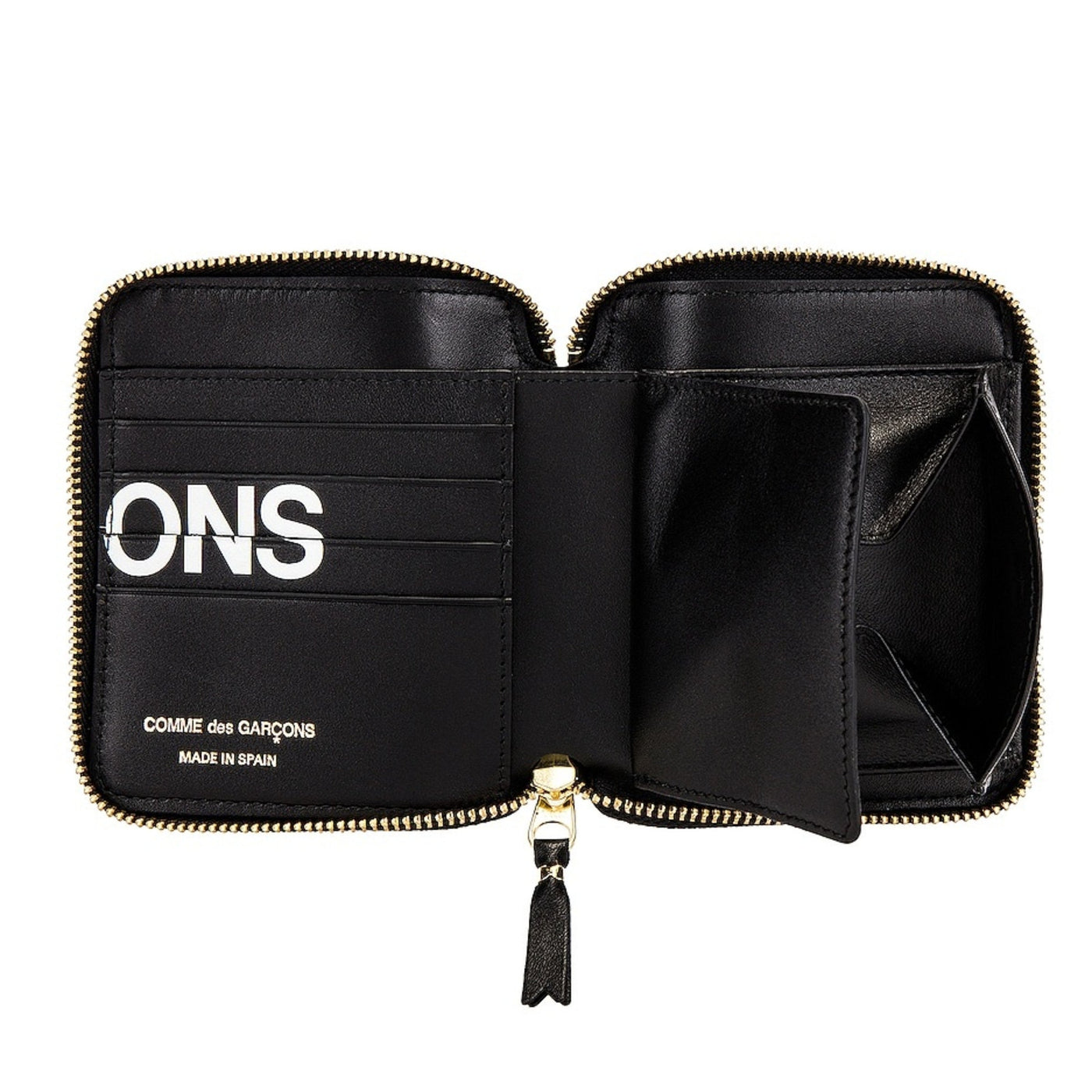 Comme Des Garcons Wallet Zip Around Logo Black