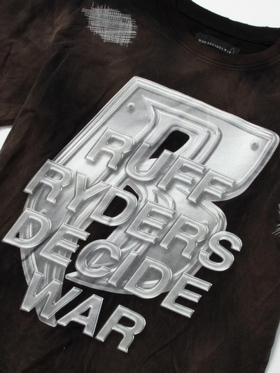 Who Decides War T-Shirt Ruff Ryders Short Sleeve Rust