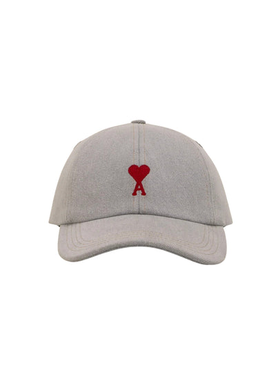 Ami Cap De Coeur Embroidery Denim Javel Grey