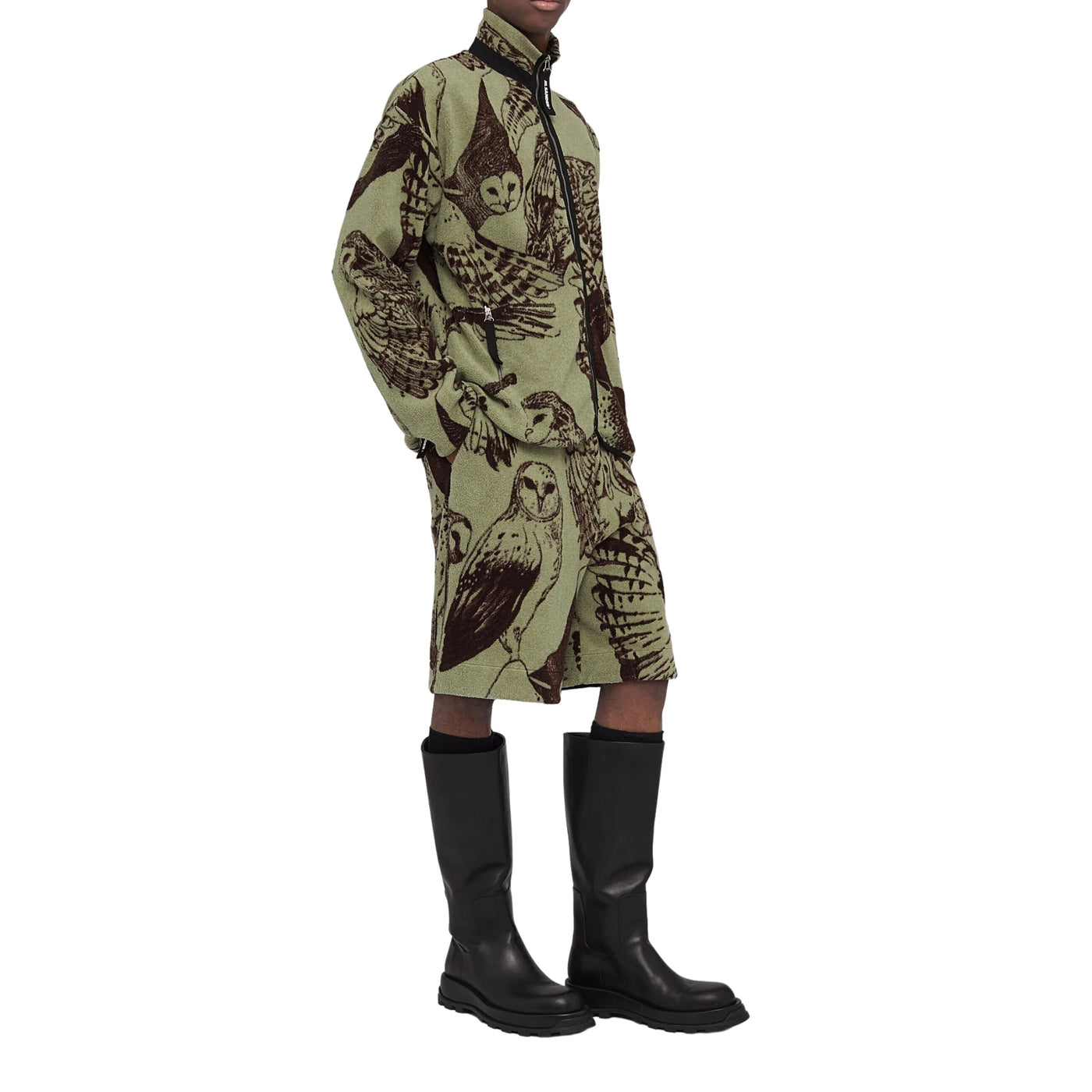 Jil Sander Jacket Allover Owl Print Khaki-Brown