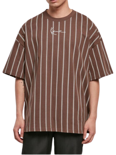 Karl Kani T-Shirt Striped Logo Brown-Light Blue