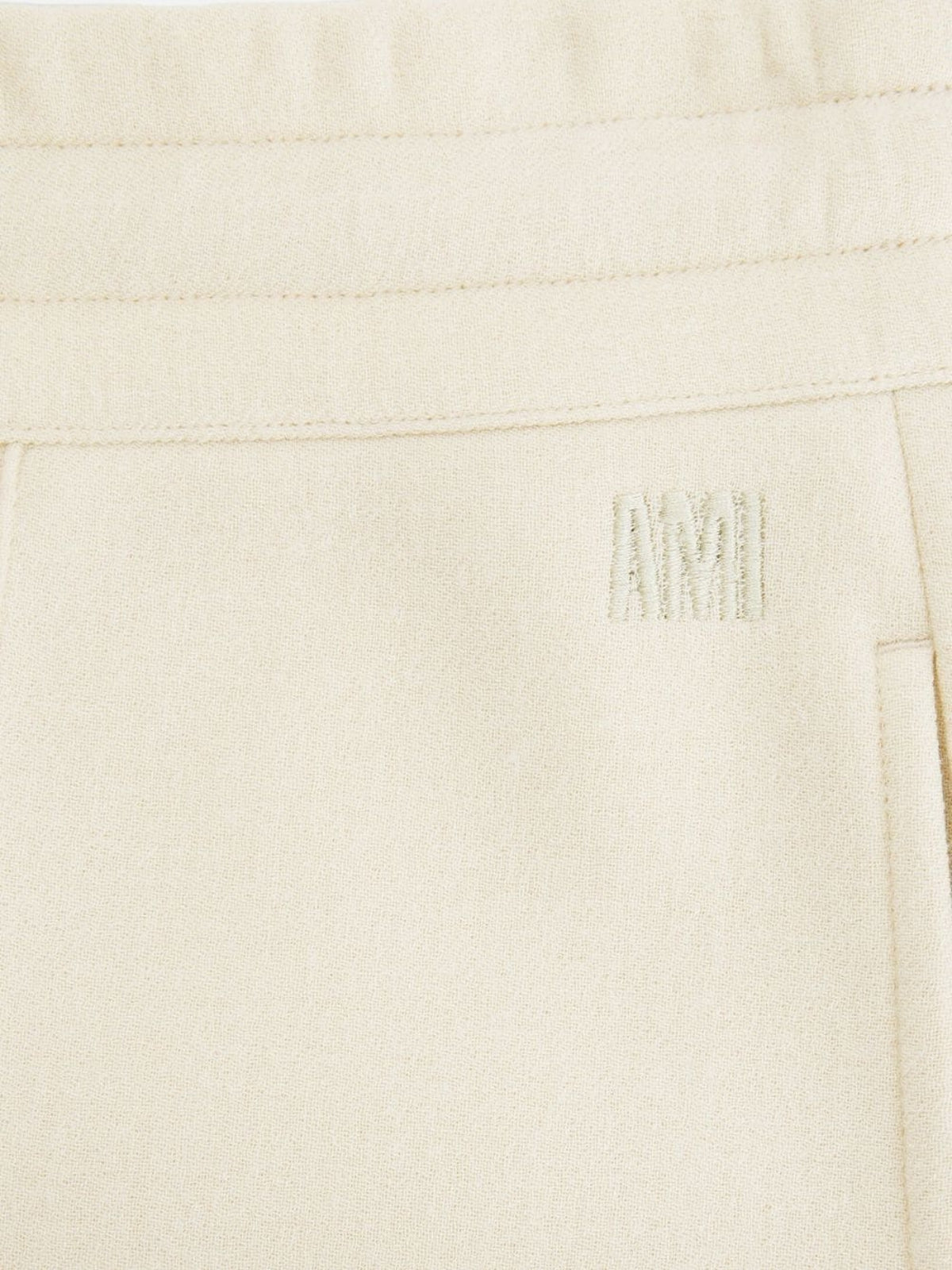 Ami Short Logo Wool Canvas Cream