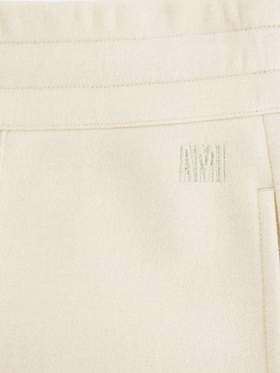 Ami Short Logo Wool Canvas Cream