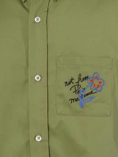 Drole De Monsieur Shirt Pocket Slogan Light Khaki
