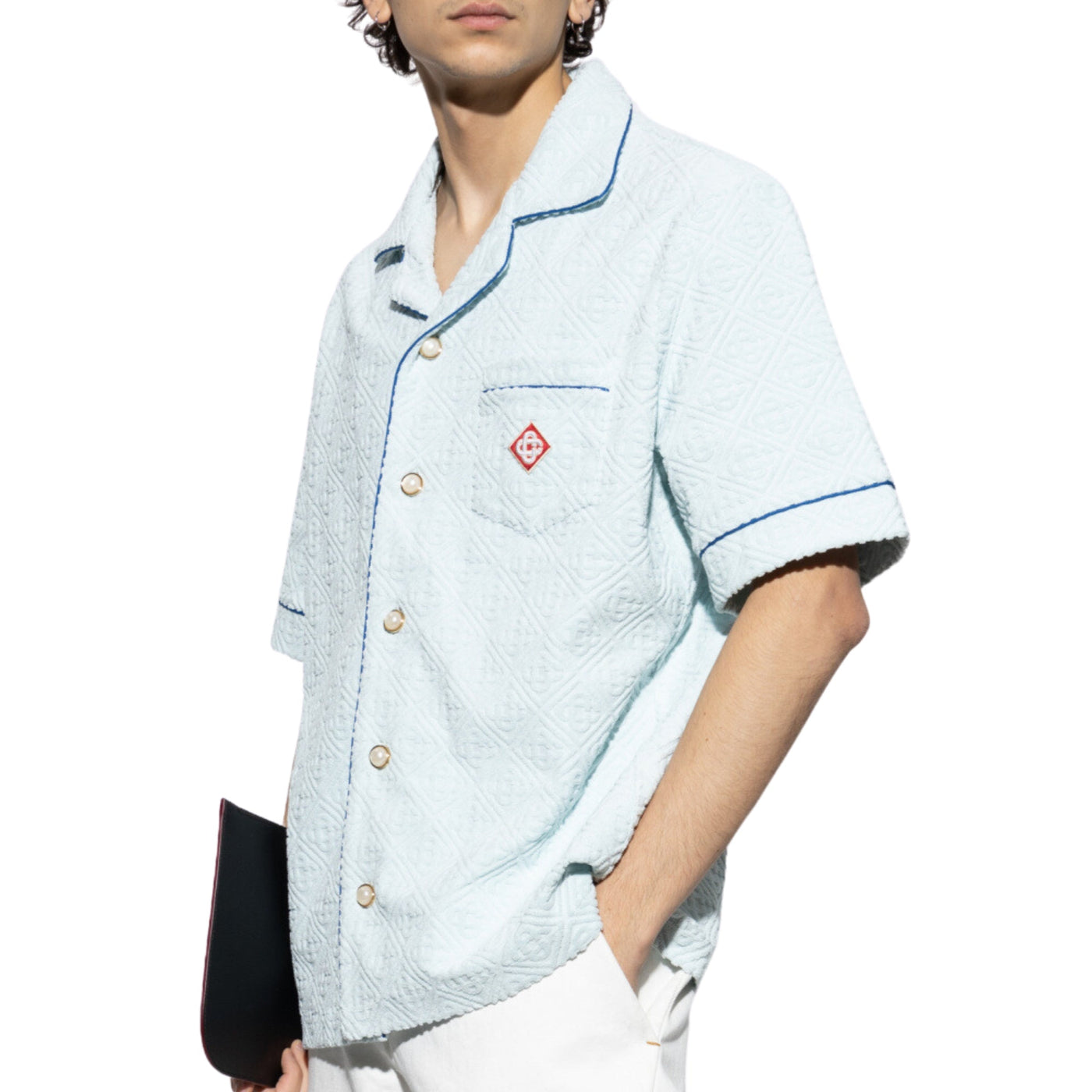 Casablanca Shirt Unisex Open Collar Light Blue