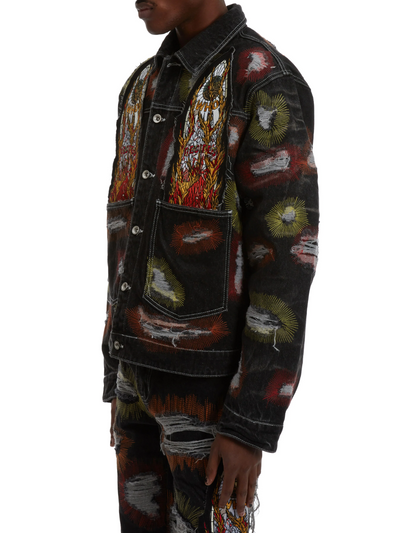 Who Decides War Jacket All Over Embroidery Trucker Multi