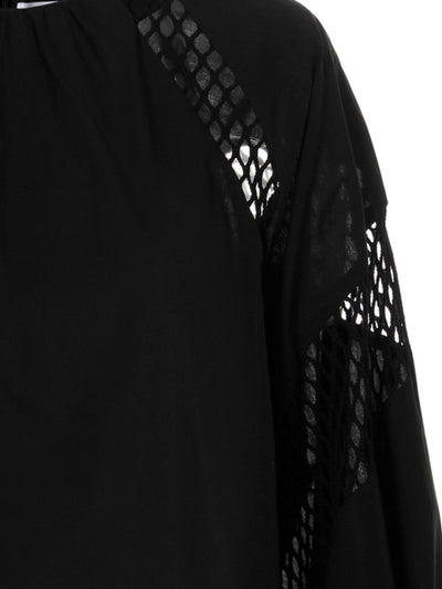 Msgm Blouse Ladies Pattern Sleeve Black