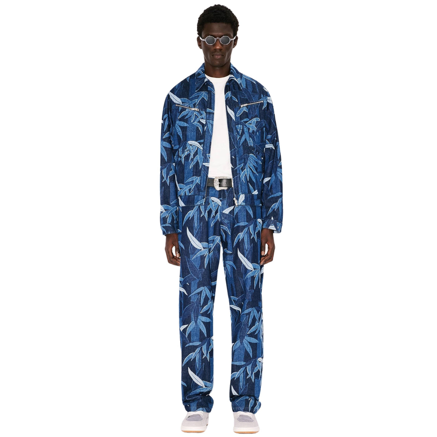 Kenzo Jacket Allover Leaves Print Blue