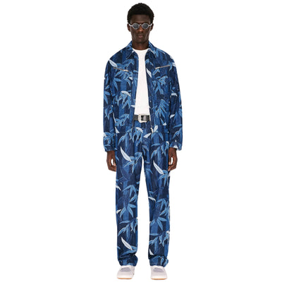 Kenzo Jacket Allover Leaves Print Blue