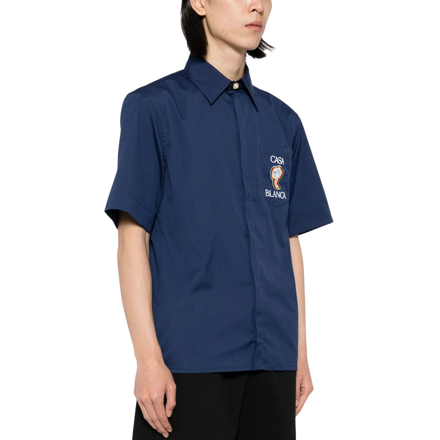 Casablanca Shirt Cuban Collar Navy