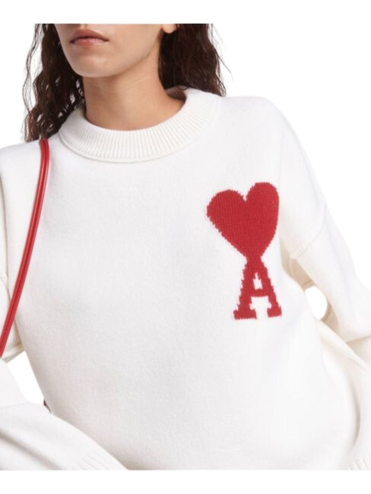 Ami Sweater De Coeur Logo White
