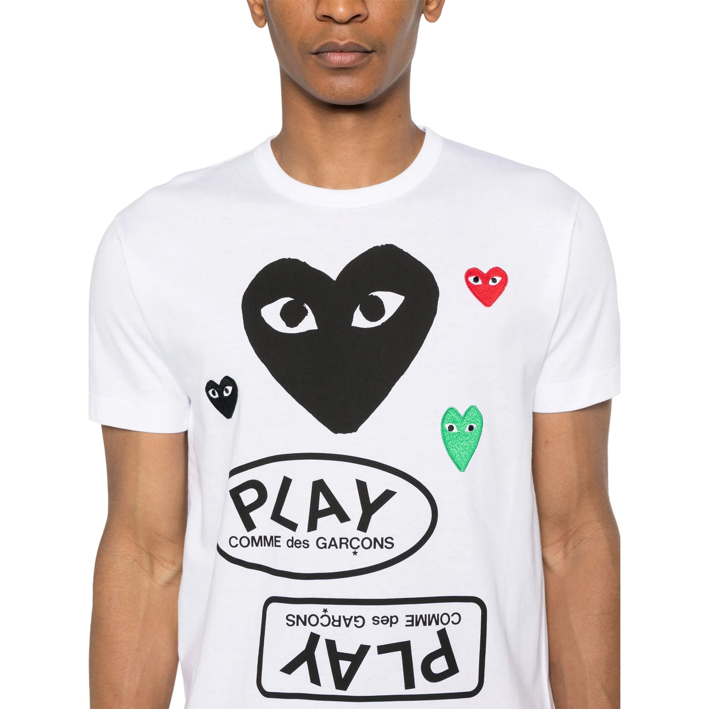 Comme Des Garcons T-Shirt Hearts Mirror Play White