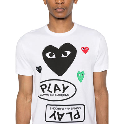 Comme Des Garcons T-Shirt Hearts Mirror Play White