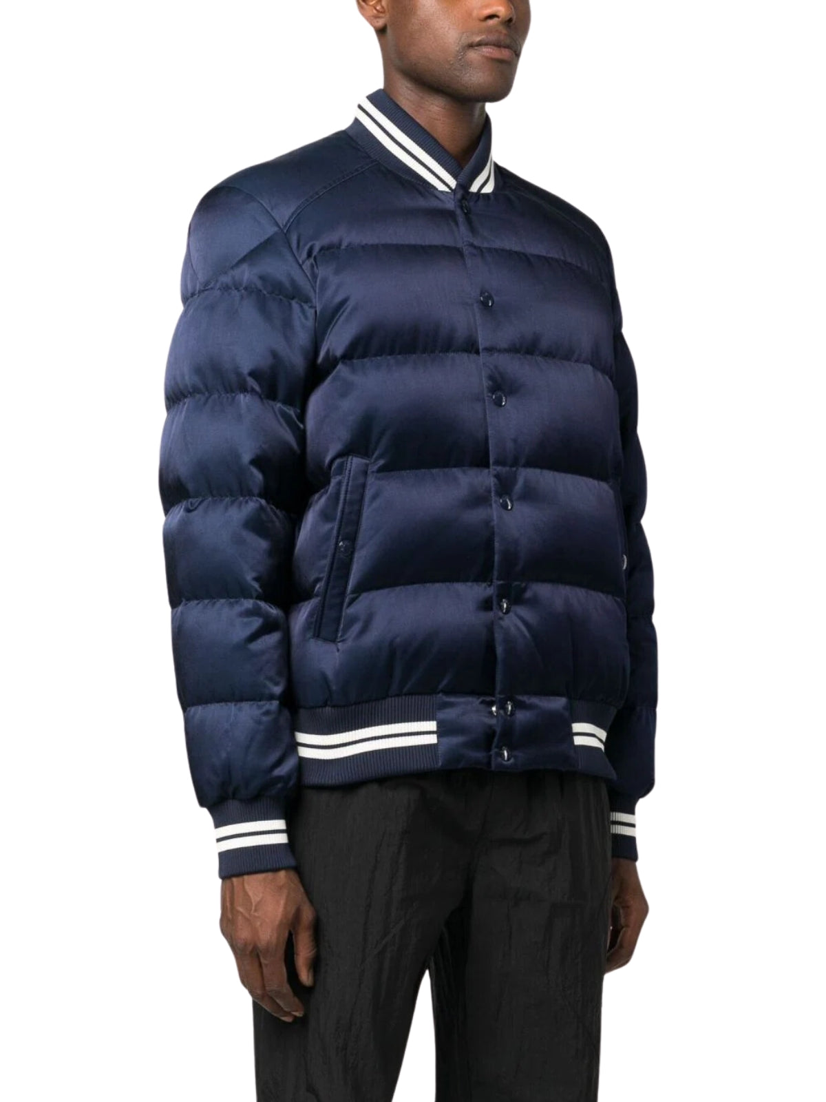 Moncler Jacket Satin Padded Navy