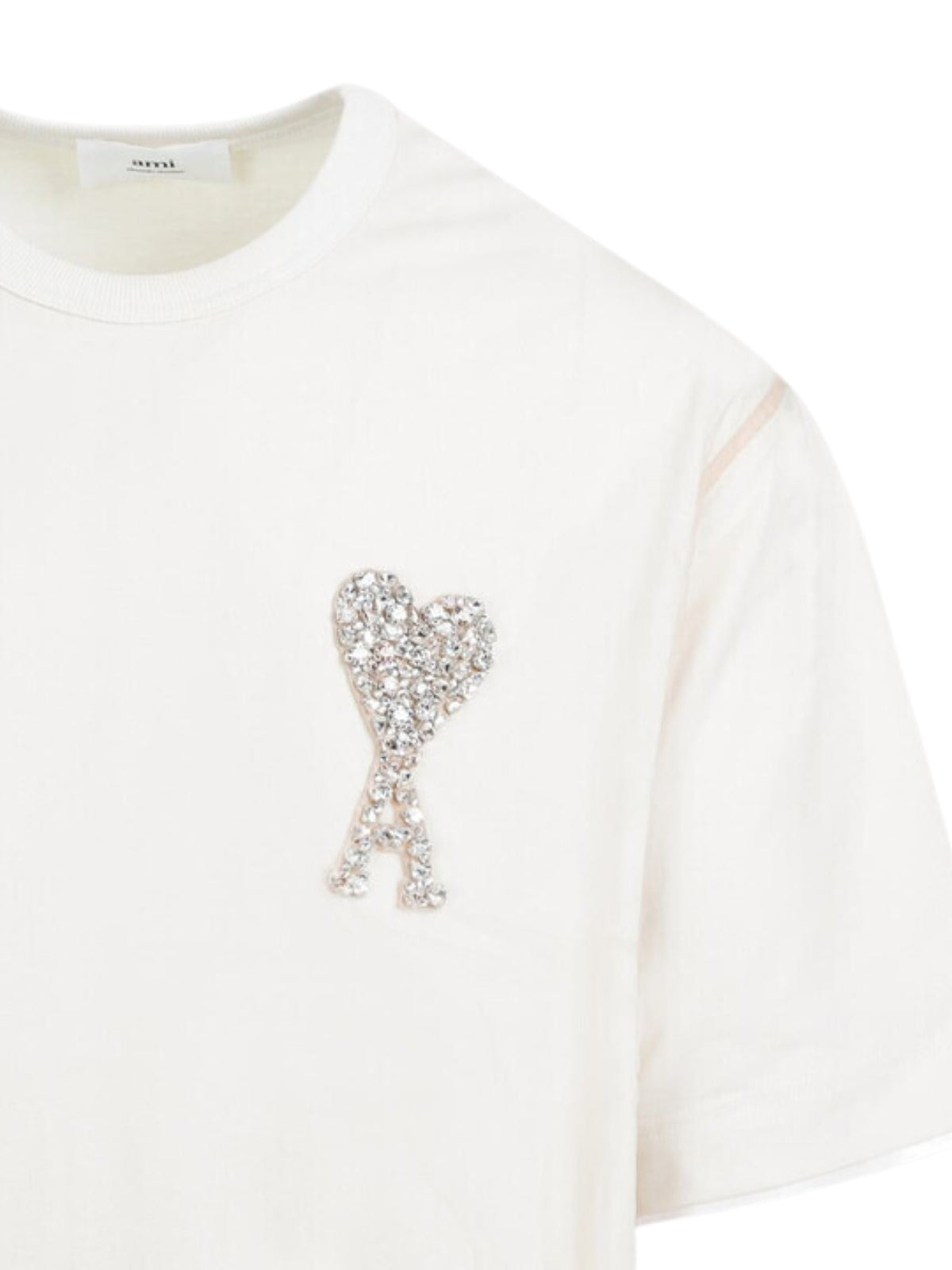 Ami T-Shirt Crystal-Embellished Logo White