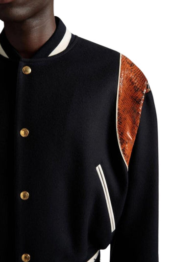 Bally Jacket Varsity Button Down White-Navy