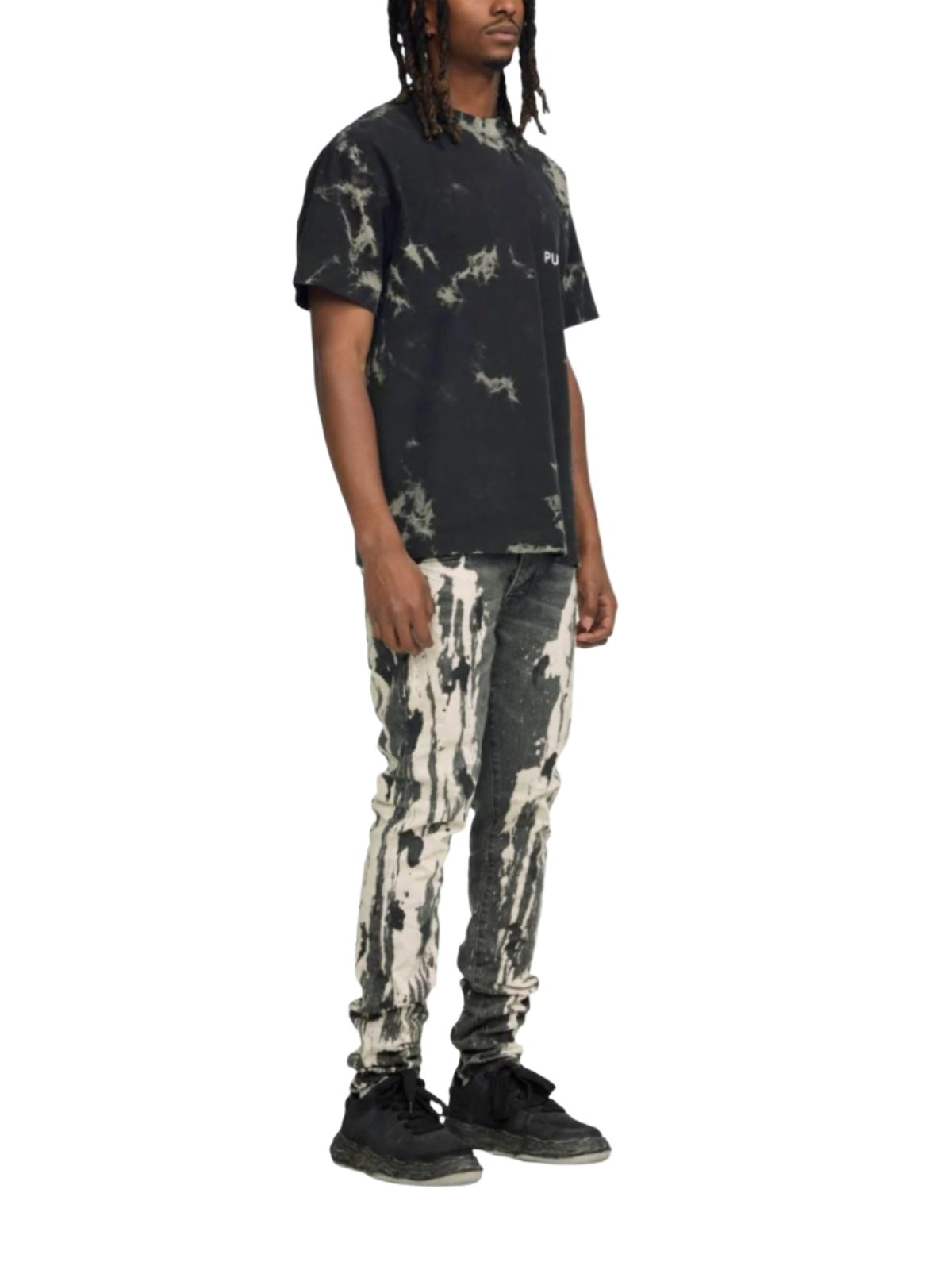 Purple Jeans Spill Bleach Paint Black