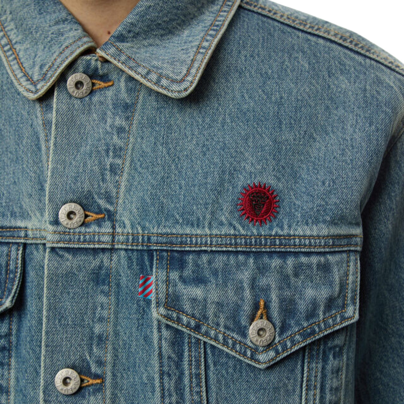 Ice-Cream Jacket Check Lined Trucker Vintage Wash Blue