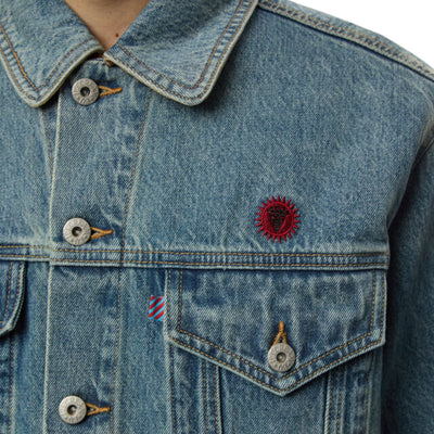 Ice-Cream Jacket Check Lined Trucker Vintage Wash Blue