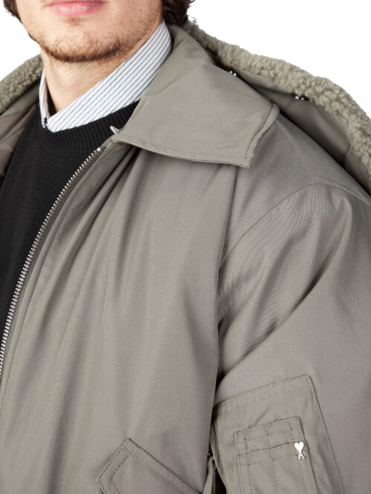 Ami Jacket Taupe Bomber Grey