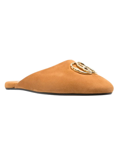 Bally Slide Suede Logo Gold-Tan