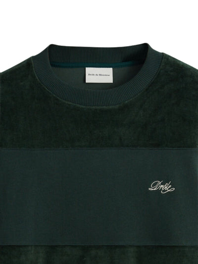 Drole De Monsieur Sweater Stripe Logo Dark Green