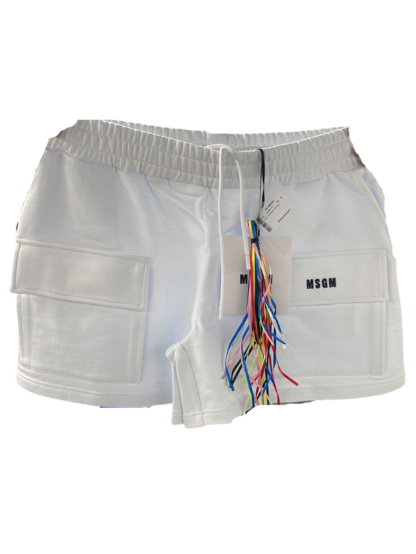 Msgm Shorts Bermuda Two Pocket Logo White