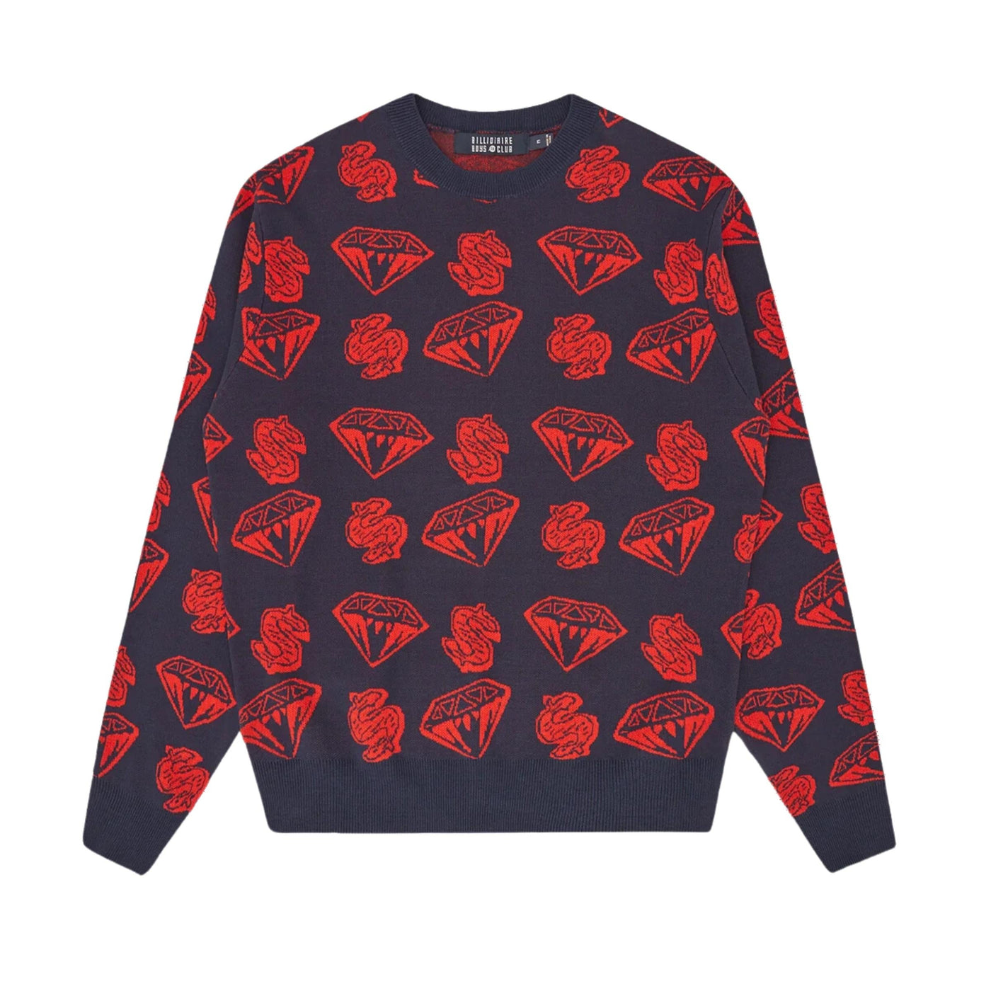 Billionaire Boys Club Sweater Knit Diamonds & Dollars Navy-Red