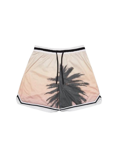 Blue Sky Inn Shorts Palm Print Peach-Black
