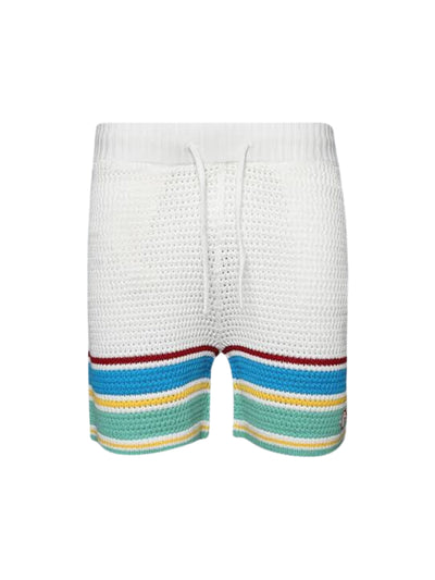 Casablanca Shorts Crochet Effect Tennis White-Blue Multi