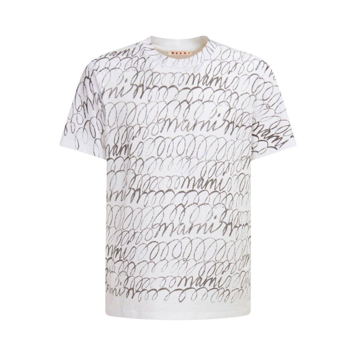 Marni T-Shirt Scribble Logo White-Black